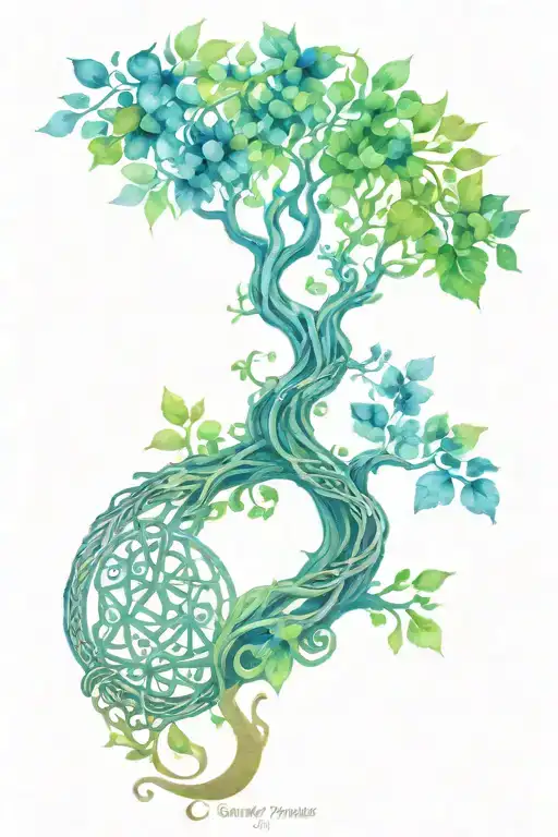 Celtic tree of life colour tattoo tattoo design idea