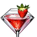 StrawberryMartini spread within a diamond.Strawberry martini without strawberries tattoo design idea