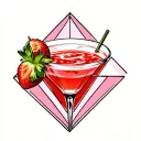 StrawberryMartini spread within a diamond.Strawberry martini without strawberries tattoo design idea