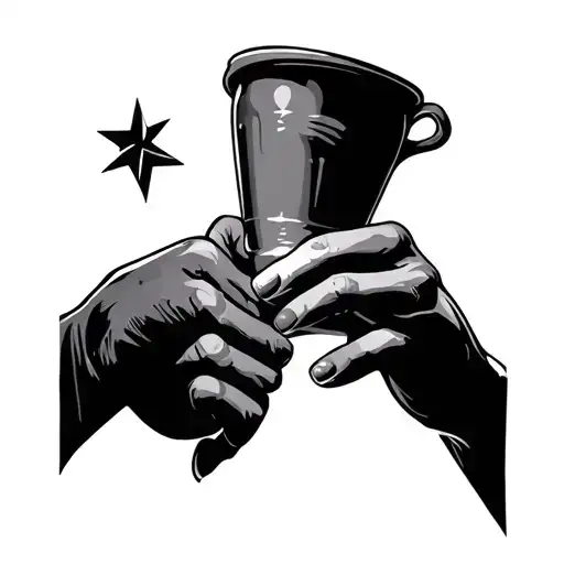 glo gang star with cup hand tattoo tattoo design idea