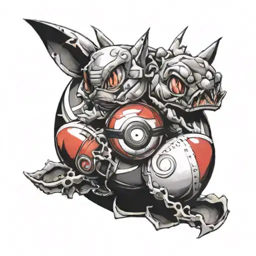 pokeball with 4 pokemon tattoo design idea