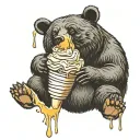 black bear with ice cream dripping down tattoo design idea