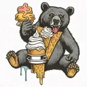 black bear with ice cream dripping down tattoo design idea