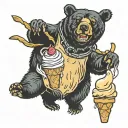 black bear with ice cream dripping down tattoo design idea