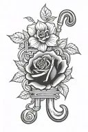plumber, music, black rose tattoo design idea