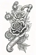 plumber, music, black rose tattoo design idea