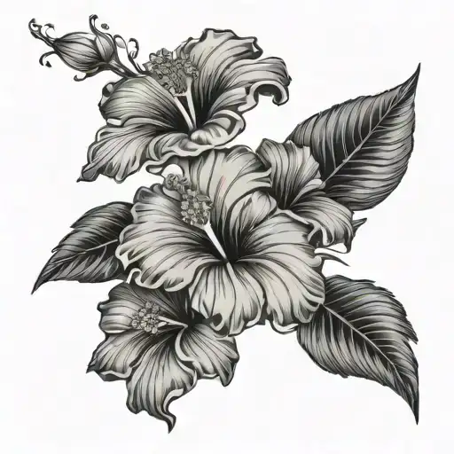 54 hibiscus blooming flowers tattoo design idea