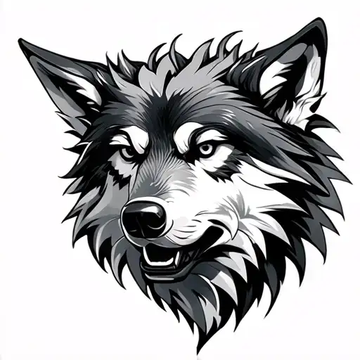 half mechanical wolf head only way tattoo design idea
