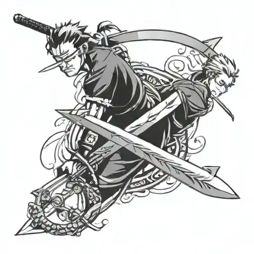 three swords like zoro swords but make them close to each other tattoo design idea