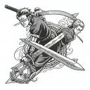 three swords like zoro swords but make them close to each other tattoo design idea
