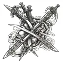three swords like zoro swords but make them close to each other tattoo design idea