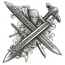 three swords like zoro swords but make them close to each other tattoo design idea