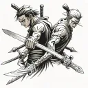 three swords like zoro swords but make them close to each other tattoo design idea