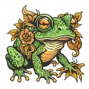 frog high smoking joint surrounded tattoo design idea