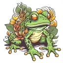 frog high smoking joint surrounded tattoo design idea