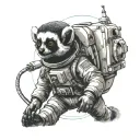 lemur astronaut on a satellite in apace tattoo design idea