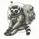 lemur astronaut on a satellite in apace tattoo design idea