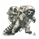 lemur astronaut on a satellite in apace tattoo design idea