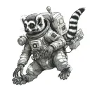 lemur astronaut on a satellite in apace tattoo design idea