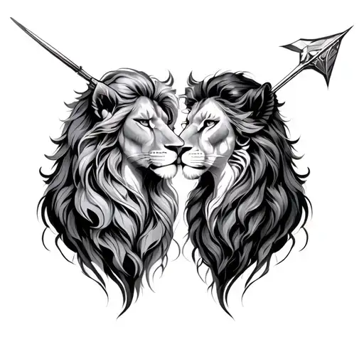 female Leo and male Sagittarius love tattoo design idea