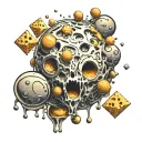 bouncing cheese balls incorporated tattoo design idea