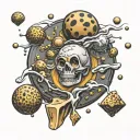 bouncing cheese balls incorporated tattoo design idea