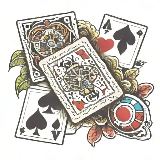 bingo and playing cards tattoo design idea