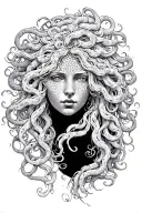 Medusa gorgone face with bust tattoo design idea