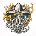 SQUID HOLDING LIGHTING BOLTS  tattoo design idea