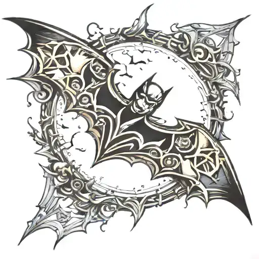 Batman logo made of bats flying tattoo design idea