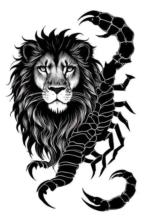leo and scorpio zodiac sign tattoo design idea