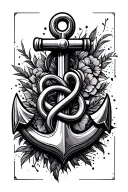 Anchor with an infinity sign tattoo design idea