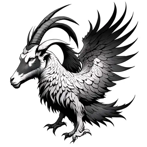 Phoenix Warrior with goat head tattoo design idea