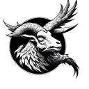 Phoenix Warrior with goat head tattoo design idea