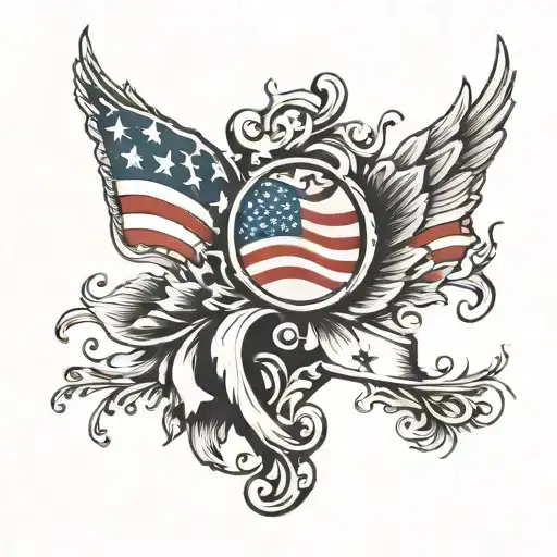 number 8 with american flag design in the number tattoo design idea