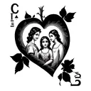 tattoo that similar to loteria card el Corazon but with and image of family inside of the heart  tattoo design idea