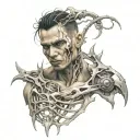 bio mechanical ripped skin tattoo design idea