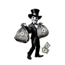 monopoly man carrying bags of money with Jason mask tattoo design idea