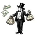 monopoly man carrying bags of money with Jason mask tattoo design idea