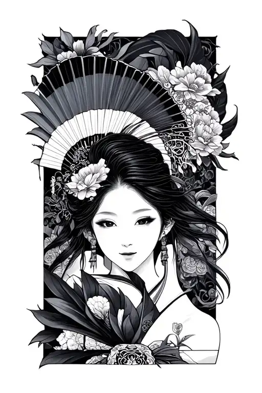 japanese fan tattoo design idea
