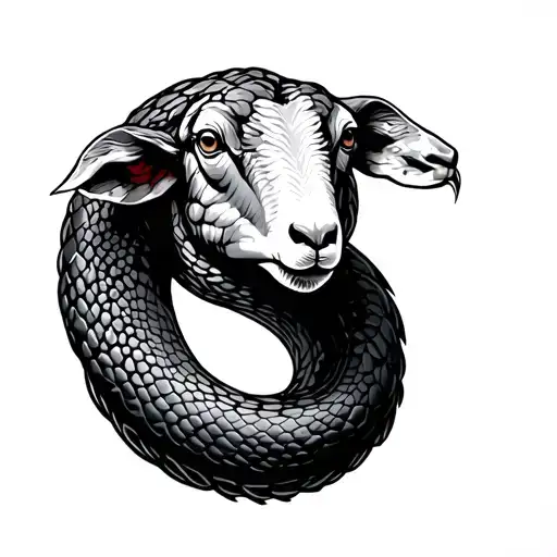 snake sheep tattoo design idea