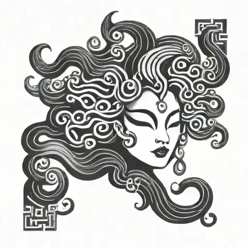 kabuki style medusa head tattoo design idea