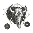 ladybug and bison skull tattoo design idea
