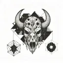 ladybug and bison skull tattoo design idea