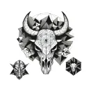 ladybug and bison skull tattoo design idea