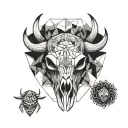 ladybug and bison skull tattoo design idea