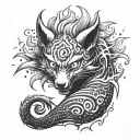 anime naruto nine tail fox angry face tattoo design idea