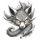 anime naruto nine tail fox angry face tattoo design idea