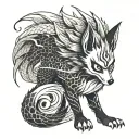 anime naruto nine tail fox angry face tattoo design idea