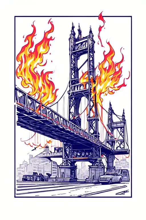Burning Bridges tattoo design idea